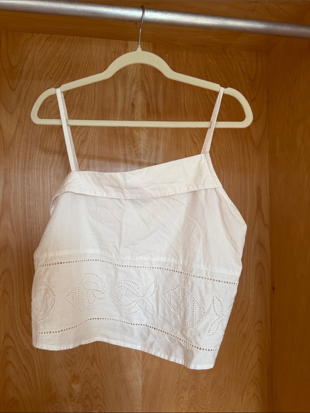 White Eyelet One-Shoulder Cotton Tank Top